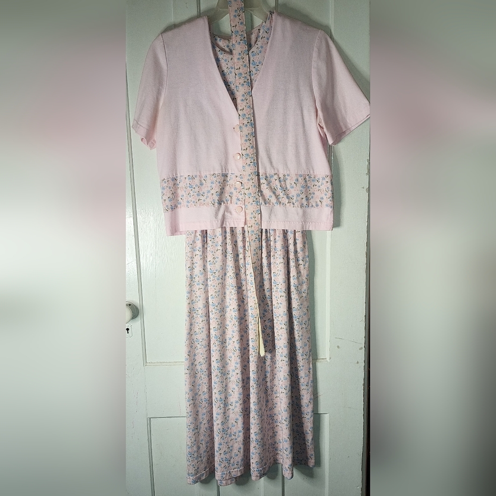Willow Ridge Country Girl Pink Floral Dress with Cardigan and Belt